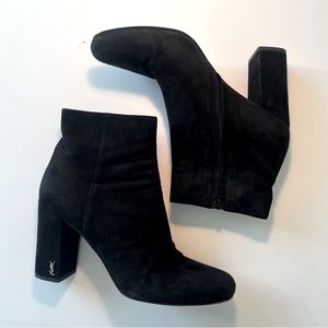 Yves Saint Laurent black suede booties